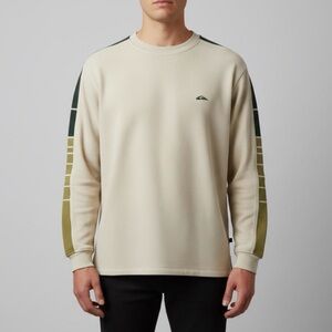 Vintage 1990s Quiksilver Beige and Green Sweatshirt – Size M
